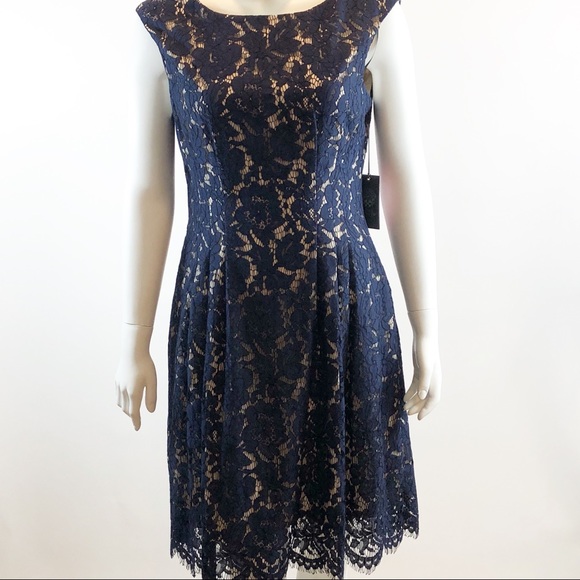 vince camuto navy blue lace dress